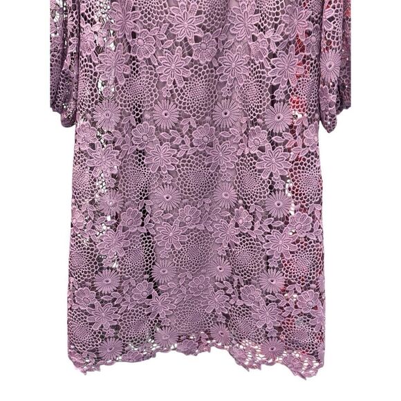 Johnny Was Lorrie Purple Crochet Lace Mini Dress Puff Sleeves Size Medium - Picture 8 of 14